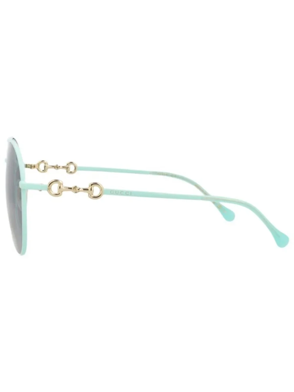 New Gucci Women's Sunglasses Aviator Metal Frame Green Green Grey